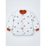 Ivory & Brown Plane Quilted Bomber Winter Jacket for Kids