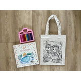 DIY Colouring Little Princess and Unicorn Tote Bag