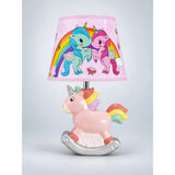 Pink ceramic Rocking Unicorn side Bed Table Lamp, Kids Room Decor