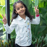 Skip and Reverse Embroidered Shirt - White
