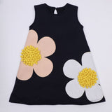 Navy Floral pom pom Dress