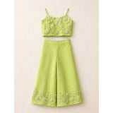 3D flower Spaghetti Top & Flared Pant set
