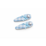 Blue check with heart hairclips