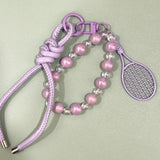 Tennis Racket Bag Charm with Beaded Bracelet - Lavender