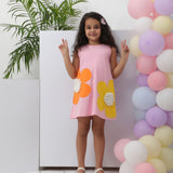 Pink Floral pom pom Dress