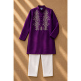 Purple Embroidered kurta set