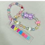 Pastel Bead Bag Charm with Bracelet