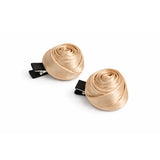 Gold Satin Rose Hair Clips
