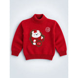Red White Bear Knitted Winter Cardigan, Christmas Sweater for Kids