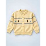 Pastel Yellow Floral Knitted Winter Cardigan Sweater for Kids