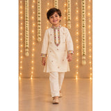 Ivory embroidered placket kurta set