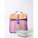 Timeless Stripes Personalized Kids Foldover Lunch Bag - Candy Stripe