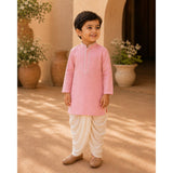 Pink pintuck kurta  and dhoti set