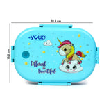 Youp Stainless Steel Blue Color Unicorn Theme Kids Lunch Box Break Time - 700 ml