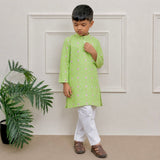 Boys Kurta Set- Green Bandhani