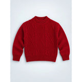 Maroon Cable-Knit Winter Cardigan, Christmas Sweater for Kids