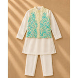 Lemon yellow Applique Bandhgala set