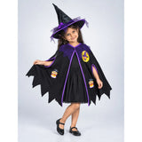 Black & Purple Witch Poncho & Hat set,No Frock included, Kids Halloween Costume Fancy Dress Up