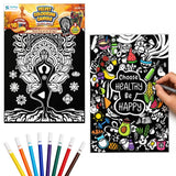 PepPlay Velvet Colouring Canvas Set of 2 | Mindful Yoga & Healthy Be Happy | DIY Velvet Art Kit with 10 Sketch Pens | Mindfulness & Self-Care | Framable Canvas | Ages 8+