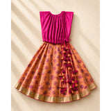Fuchia tasselled lehenga set