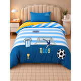 3 Pcs Football Theme Luxe Embroidered collection of Double Bed Comforter, 1 flat bedsheet, 1 pillow cover Kids Bedding Set for King Size Bed.