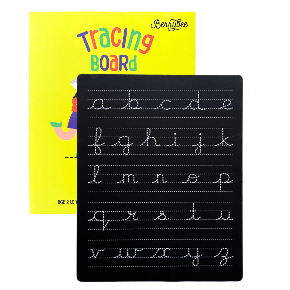 Berrybee Reusable Double-Sided Cursive Tracing Chalkboard (English Cur ...
