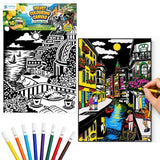 PepPlay Velvet Colouring Canvas Set of 2 | Venice & Amalfi Coast | DIY Velvet Art Kit with 10 Sketch Pens | Framable Wall Art | Mindfulness Activity | Ages 8+