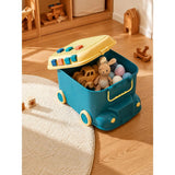 Teal Cartoon Toy Bus-Shaped Kids Mini Toys/Cars Storage Box