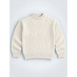 Cream Cable-Knit Winter Cardigan, Christmas Sweater for Kids