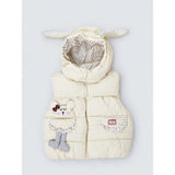 Yellow Polka Dots Cute Character-Themed Quilted Hooded Sleeveless Winter Jacket for Kids