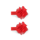 Red flower hair clip-Double