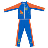 2 pcs Shirt & Pants set LSB Blue & Orange Space Swimwear Full length for Kids with UPF 30+