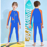2 pcs Shirt & Pants set LSB Blue & Orange Space Swimwear Full length for Kids with UPF 30+