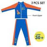 2 pcs Shirt & Pants set LSB Blue & Orange Space Swimwear Full length for Kids with UPF 30+