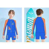 2 pcs Shirt & Shorts set LSB Blue & Orange Space Swimwear Knee length for Kids with UPF 30+
