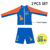 2 pcs Shirt & Shorts set LSB Blue & Orange Space Swimwear Knee length for Kids with UPF 30+