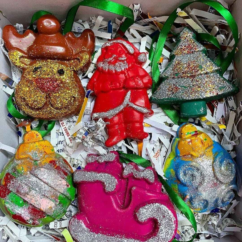Jumbo Christmas Trees Ornament Crayon set of 6