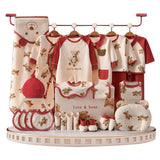 26pcs Cream & Maroon Teddy Love, New born Baby Girl/Boy Gift Hamper all Season Wear Clothes Gift Hamper Box, (0-6months)