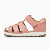 Single Strap Trio Kids Leather Sandals - Peach