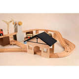 Playbox Wooden Track Bridge Ship & Station Playset Vehicles Trucks Magnetic Bullet Train and Ship | Wooden Toy Playset for Toddler & Kids Baby Toys