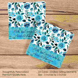 Gift Tags Square - Petals in blue