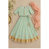 Seagreen gota embroidered lehnga