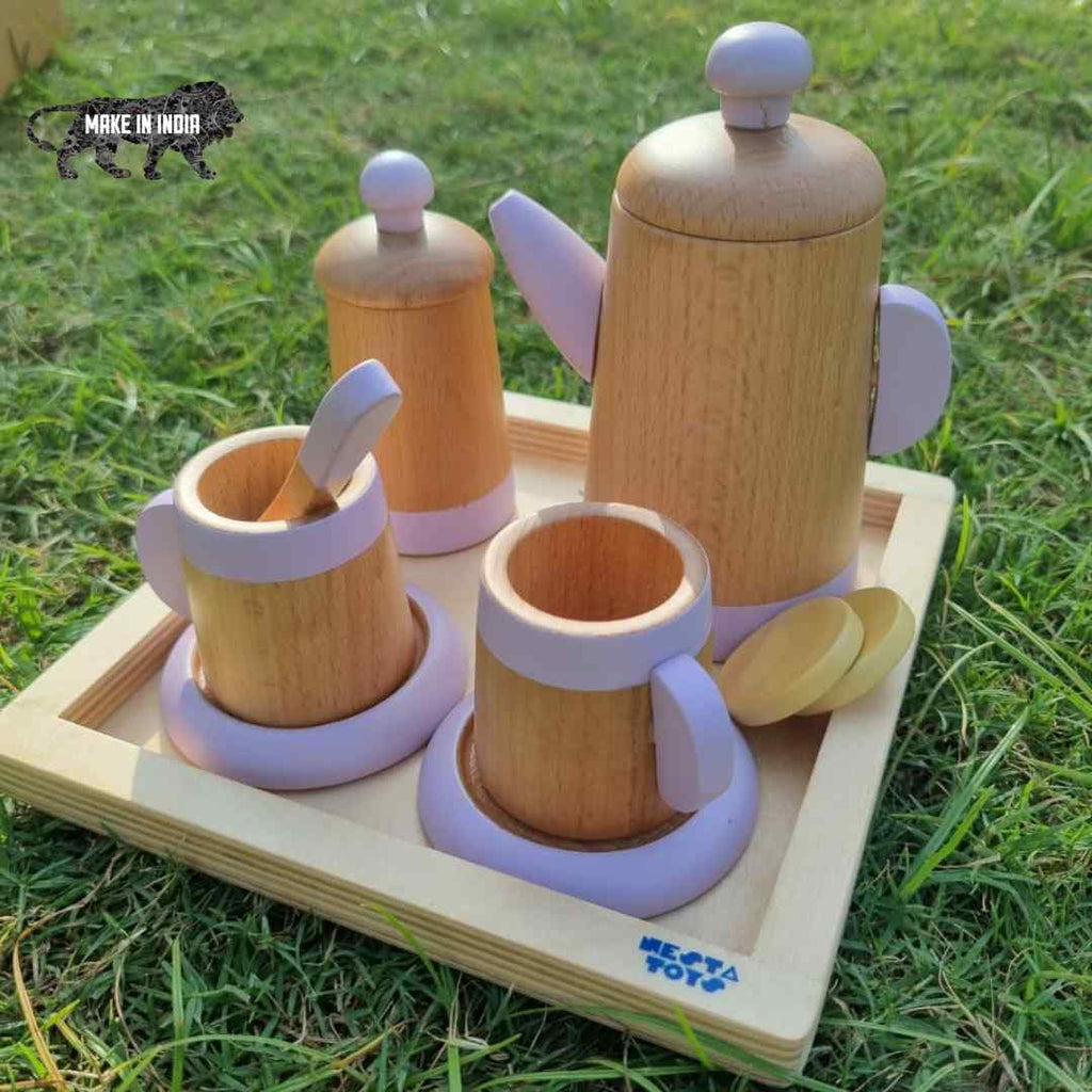 Wooden Tea Set Kitchen Toys Pretend Play Food Sets for Kids