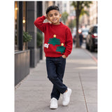 Red Christmas 2 Tree & Santa Knitted Winter Cardigan, Christmas Sweater for Kids