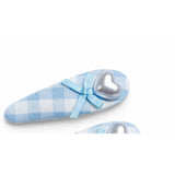 Blue check with heart hairclips