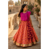 Fuchia tasselled lehenga set