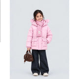 Pink Bunny Glitter Quilted Hooded Winter Jacket with Muffler for Kids