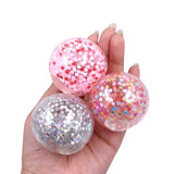 Pop-a-fetti Balls:Confetti Squishy Balls – Set of 4 (Pink, Silver, Red & Multicolor) Stress Relief & Sensory Play | Shake, Squish & Shine | Sticky, Squishy & Sparkly Fun for Kids & Adults