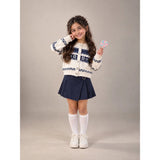 Cream & Navy Blue Nordic Pattern Winter Cardigan Sweater for Kids