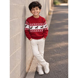 Red Horse Pattern Knitted Winter Cardigan, Christmas Sweater for Kids
